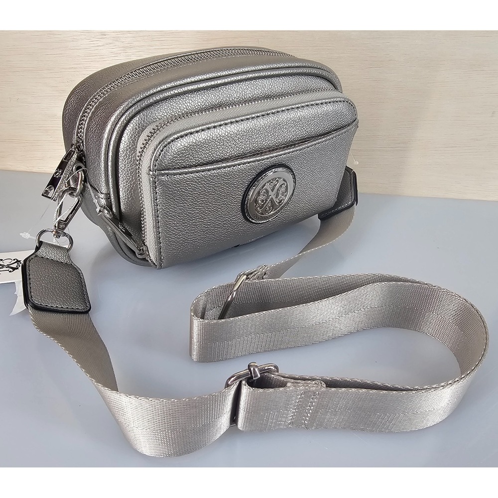 CXL by Christian Lacroix Eve Pebble Bag Mini Zip Crossbody Pewter NWT Travel